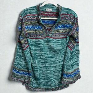 Vintage Boho Colorful Crochet Boho Patterned‎ Women's Sweater Size Small